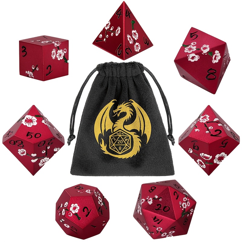 7pcs/Set Flat Plum Blossom Pattern Large Dice